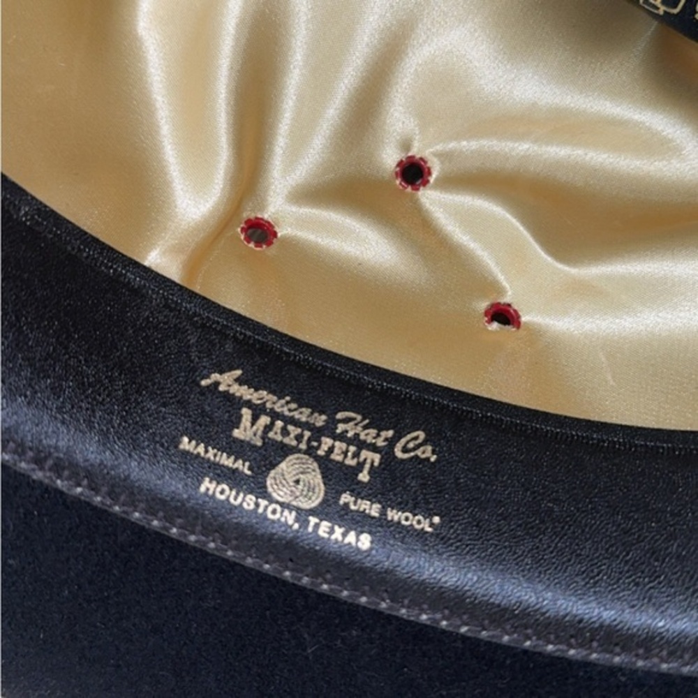 American Hat Company Maxi-Felt Black Western Cowboy Hat Size 7‎ 1/4 - Picture 9 of 11